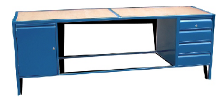 Stôl pracovný 2400mm Model 3 modrý so zámkami