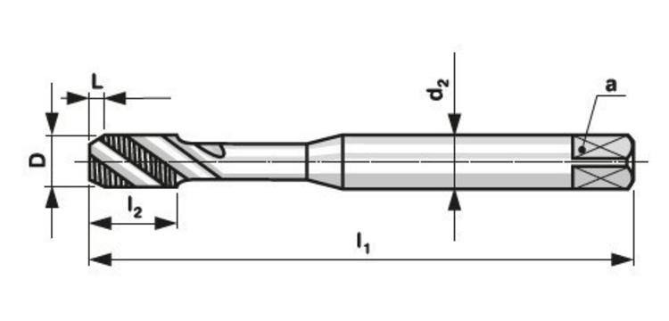Závitník strojný brúsený so skrutkovými drážkami 35° PN83044 HSSE ISO1 M3