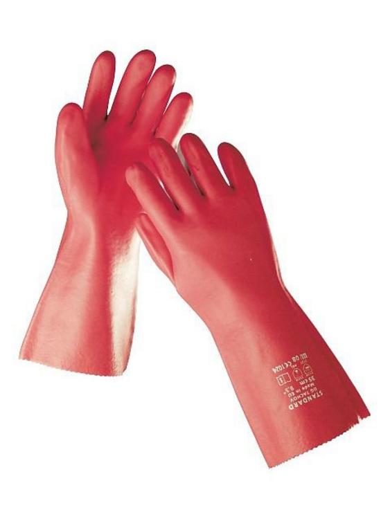 Rukavice Standard č.10 PVC 35cm červené 0110001620105