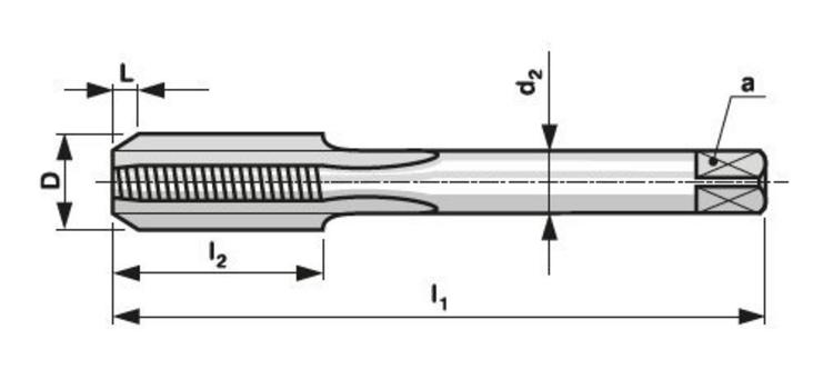 Závitník sadový Metrický M12,0 III,zákl.stúpanie Nástrojová ocel (NO), ČSN 22 3010