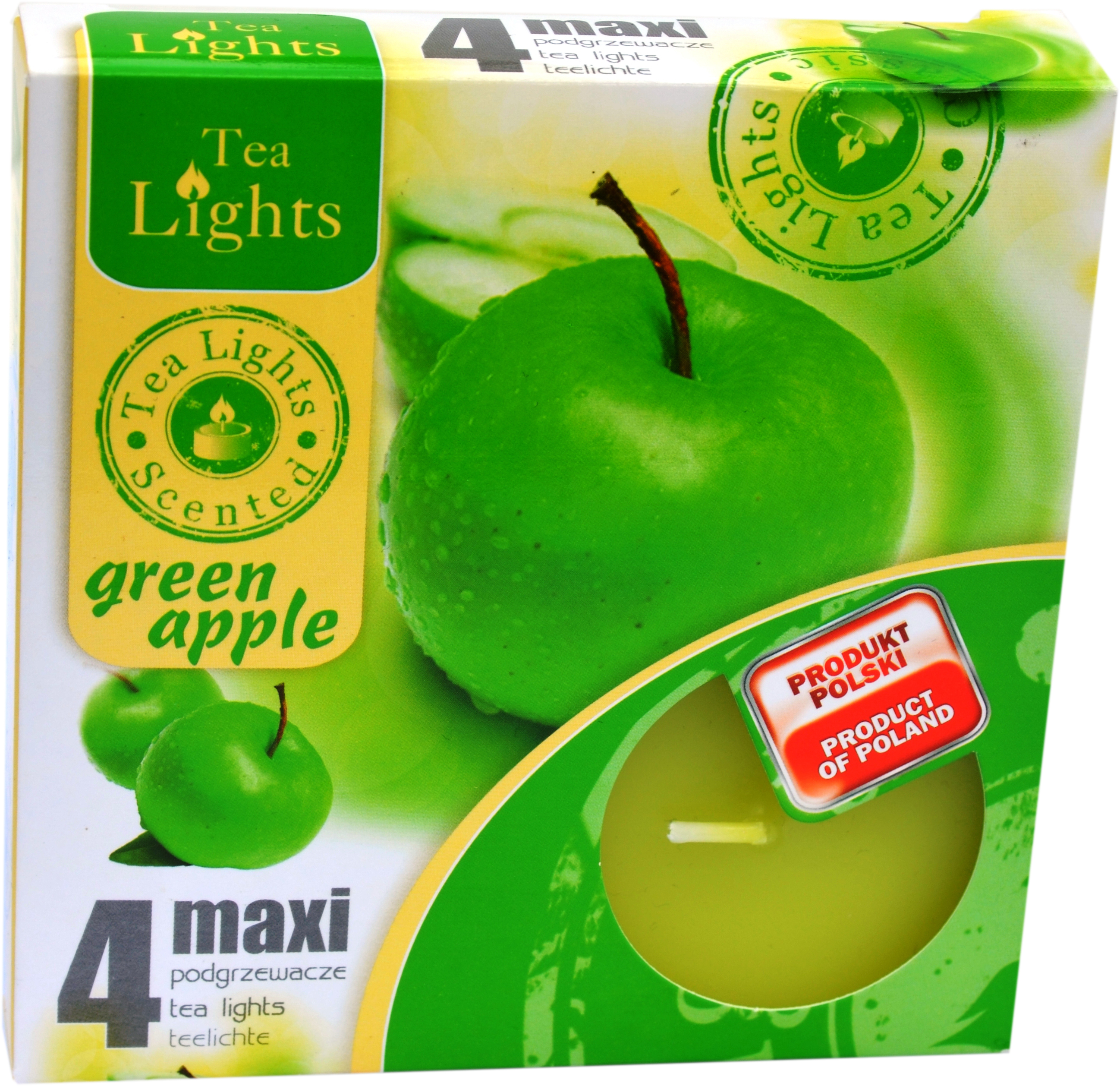 Sviečka čajová MAXI 4ks Zelené jablko